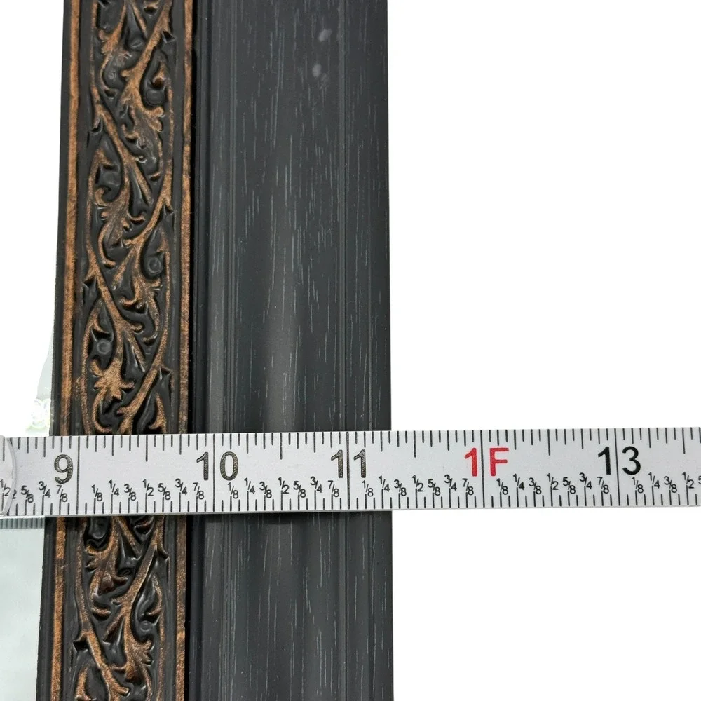 Ornate Black and Bronze Filigree Wall Mirror 12.5x15.5 Rectangular Vintage Style